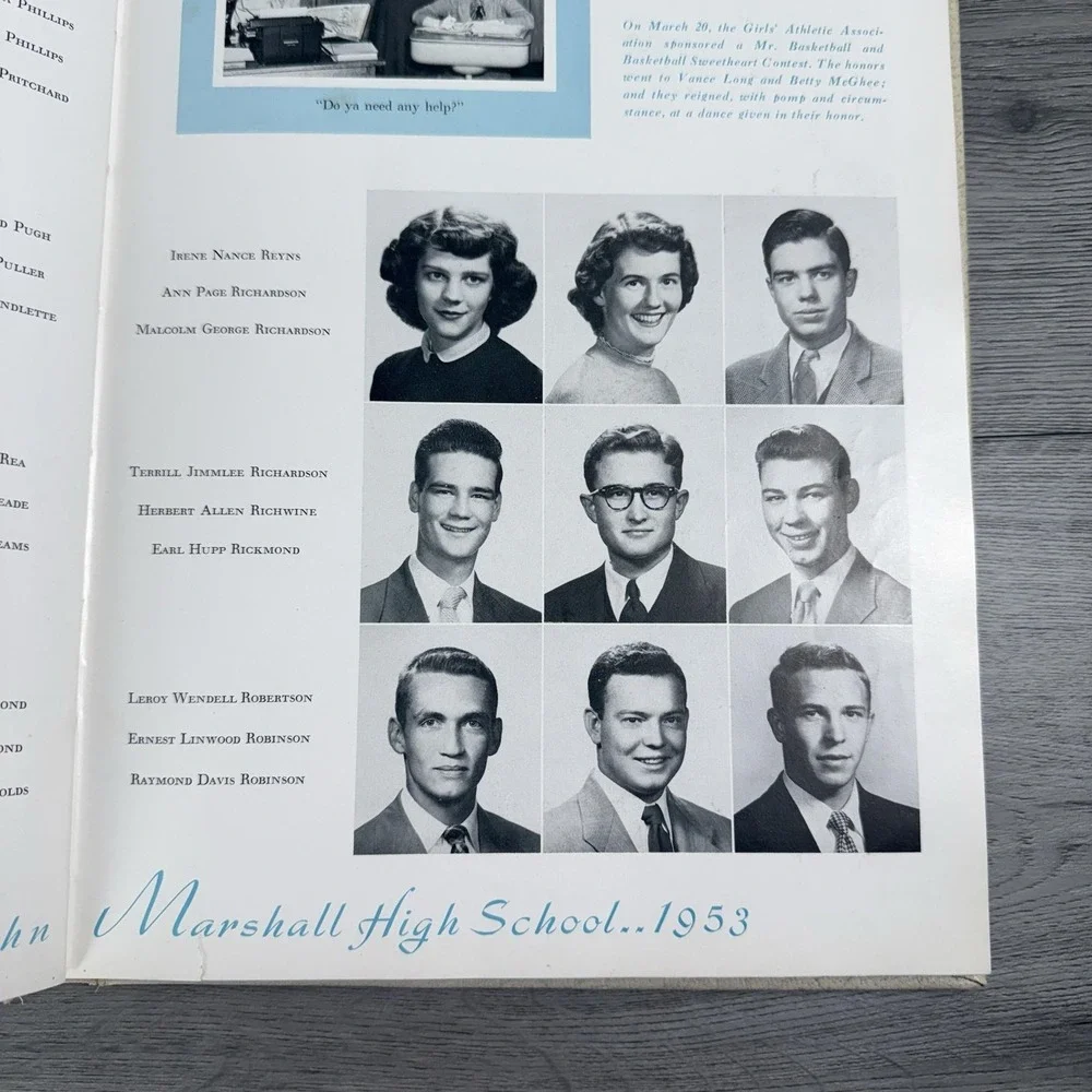 Vintage Marshallite 1953 John Marshall High School Yearbook Richmond Hardcover